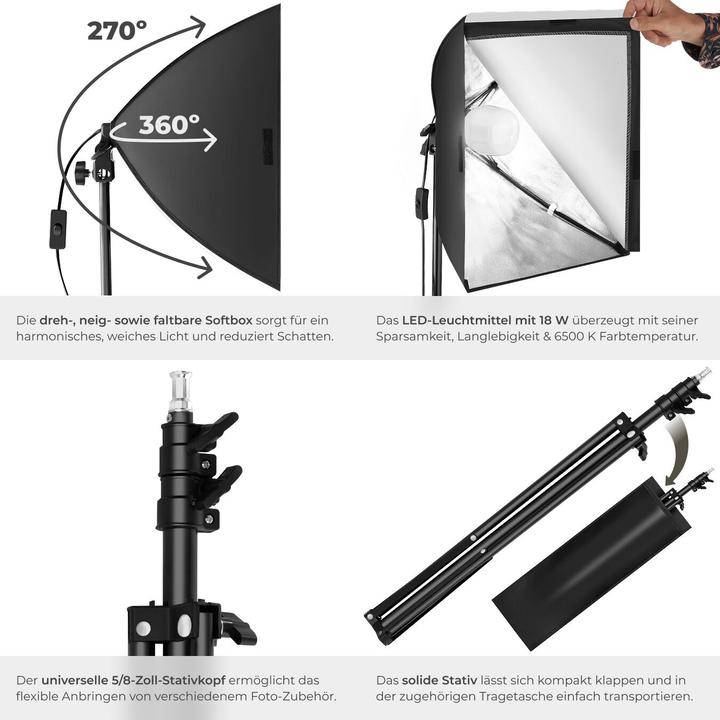 Actual product image tectake 2x Photography lighting + softbox model 1 (Studio light)