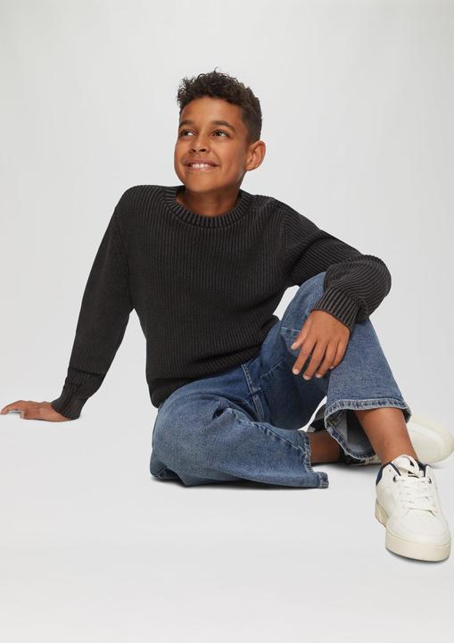 Image du produit s.Oliver Strickpullover Gewaschener Strickpullover mit Logo-Detail (158, 164)