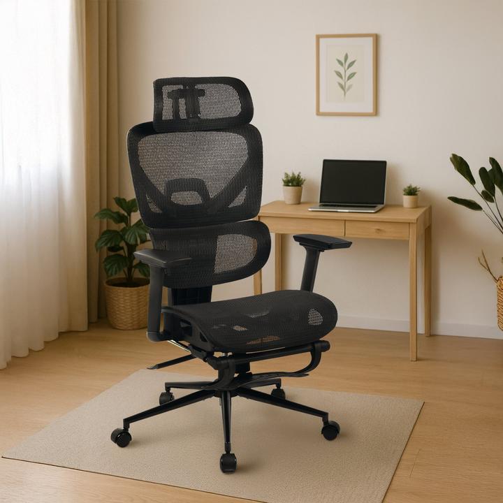 Immagine prodotto CLP Sedia da ufficio Beresford ergonomica con poggiapiedi rivestimento in rete traspirante
