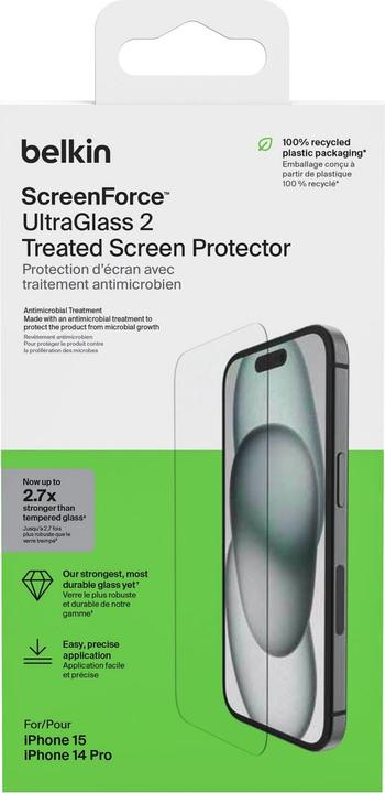 Image du produit Belkin ScreenForce Pro UltraGlass2 (1 pièce(s), Apple iPhone 15)