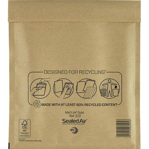 Thumbnail - Sealed Air, Versandtasche + Luftpolstertasche, Mail Lite Umschlag Gold 100 Stück (100 x)