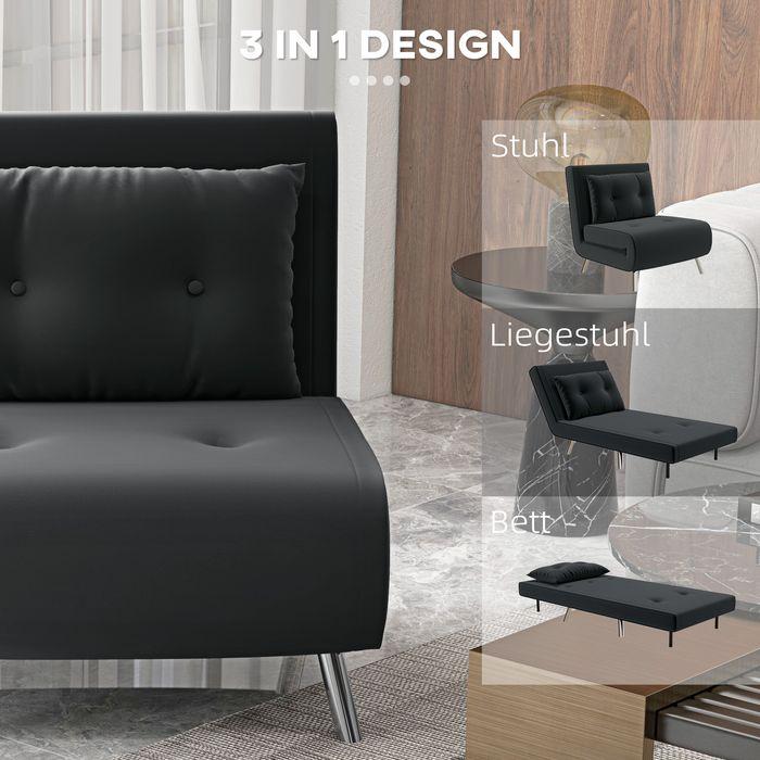 Produktbild Swisshandel24 Schlafsessel Kissen Gästebett Polstersofa Samt Schwarz 77x88x83cm