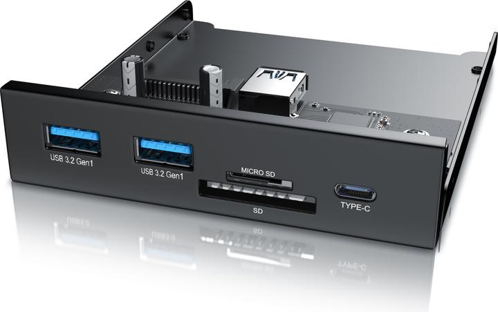 CSL USB 3.2 Gen.1 Front Panel aus Metall, Cardreader, Speicherkartenleser, USB C, 2x Typ A, MicroSD, SD (USB 3.2)