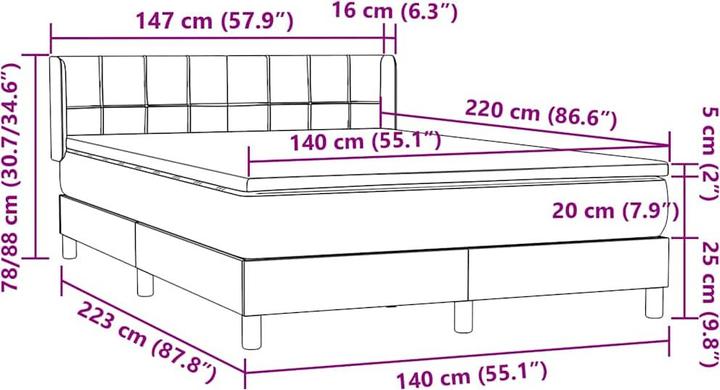 Actual product image vidaXL Boxspringbett (140 x 220 cm)
