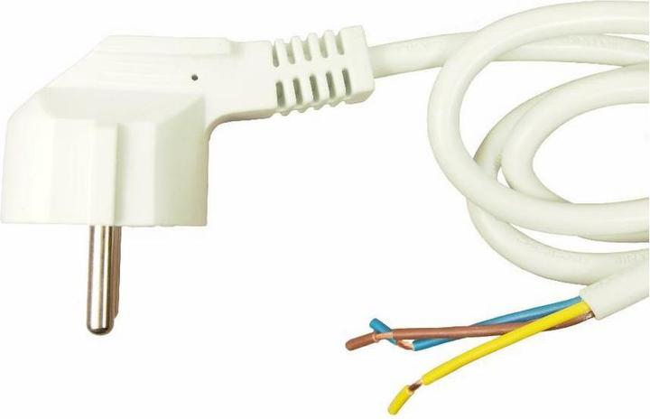 Produktbild RS PRO Konfektioniertes Stromkabel, Schutzkontakt / Stecker abgewinkelt, B offenes Ende, 10 A, 2m We (2 m)