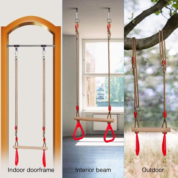 Produktbild Pellor Multifunktions Kinderholz Trapeze Schaukel Rot