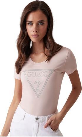 Actual product image Guess Damen T-Shirt Shiny Triangle Rosa (L)