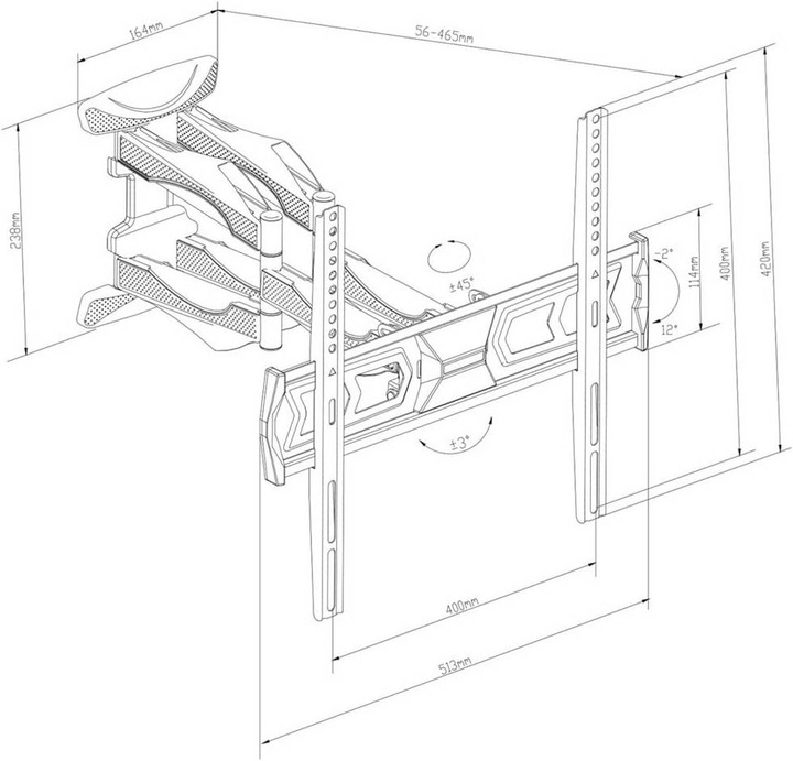 Produktbild myWall TV Wandhalterung 81,3 cm (32) 152,4 (60) Neigbar+Schwenkbar, Rotierbar (Wand, 60", 30 kg)