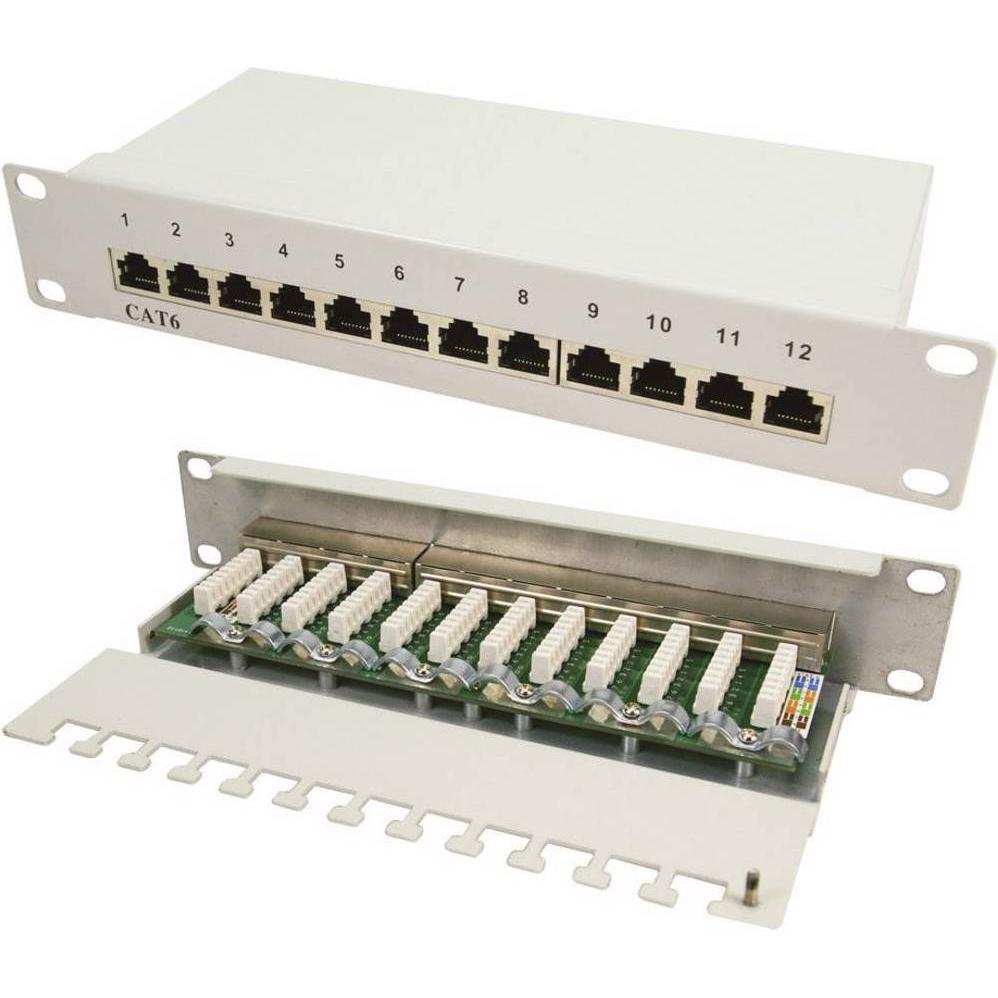 LogiLink Netzwerk Patchpanel 6 12 Port grau, Server Zubehör, Grau