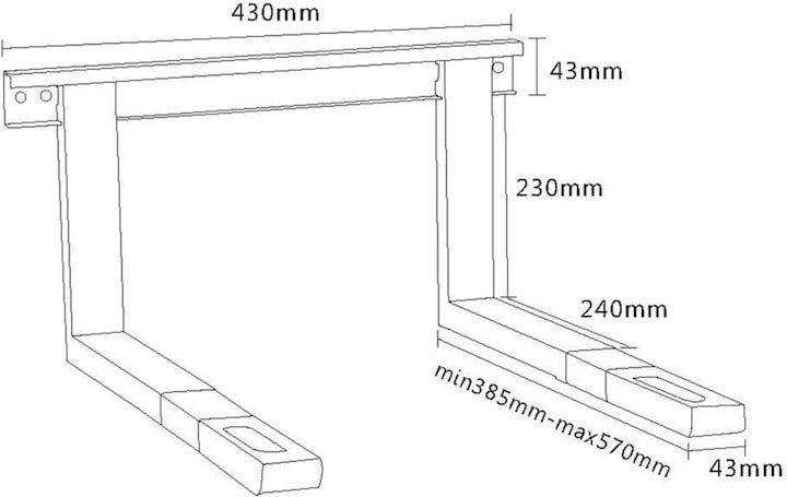 Actual product image myWall Microwave holder Holder for microwave appliances, load up to 35 kg, telescopic holder extendable