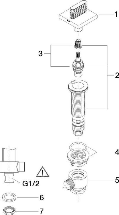 Produktbild Dornbracht CL.1 Seitenventil linksschliessend, warm, 1/2" mit CASCADE-Struktur, 20002706