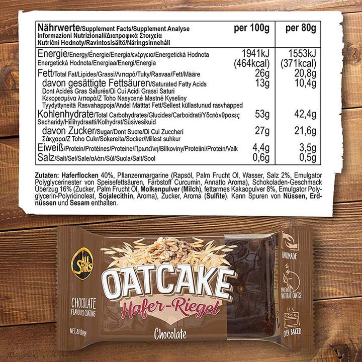 Nutritional values and ingredients All Stars OATCAKE OAT BAR (12 X 80G) (12 pcs., 80 g)