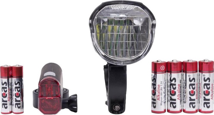 Produktbild Arcas Fahrradbeleuchtung Set Fahrradlampen Set, batteriebetrieben (70 lm, 6.50 lm)
