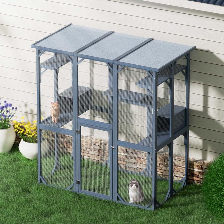 Produktbild Wiltec Freilaufgehege Katzen 170x88x180cm Katzenfreigehege Holz Aussengehege