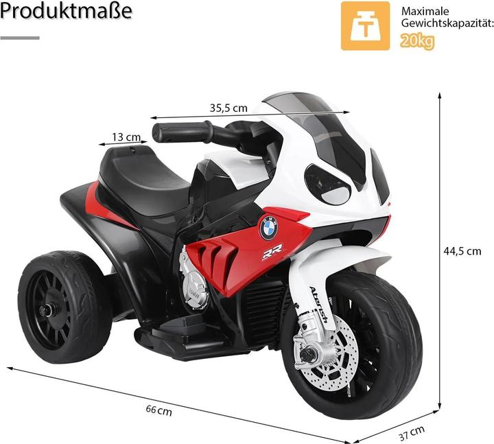 Image du produit Homcom Kinder Elektro Motorrad mit Licht- und Soundeffekte BMW S1000 RR Rot (6 V)