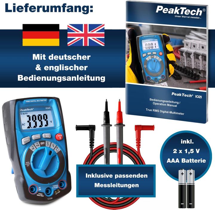 Produktbild Peaktech Digital Multimeter P 1021, 4000 Counts (CAT III 600V)