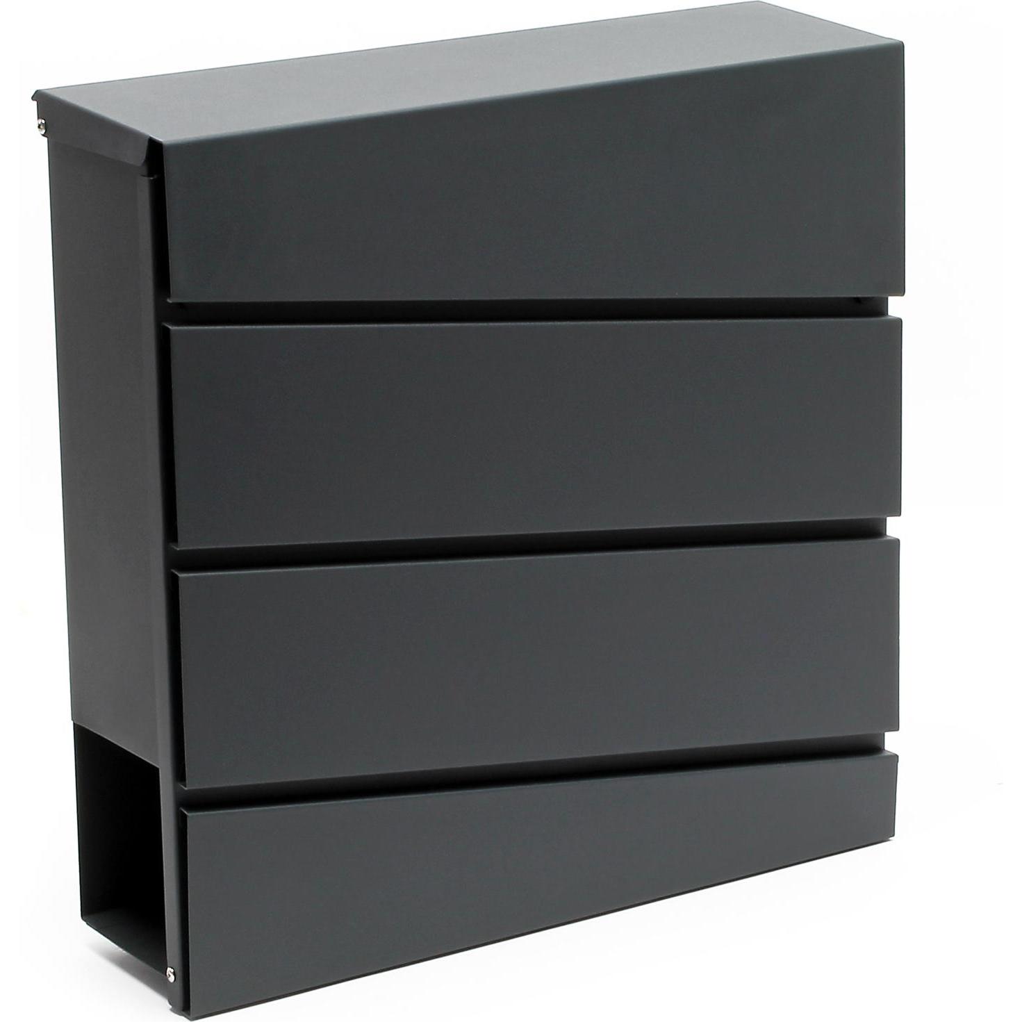 Wiltec, Briefkasten, Briefkasten V16 Anthrazit 370x105x370mm Schloss Zeitung pulverbeschichtet