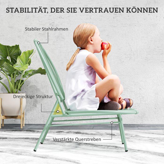 Produktbild Swisshandel24 Bistro-Set 3-teilig aus Stahl Ergonomische Muschelförmige Gartenstühle Grün (50 cm)