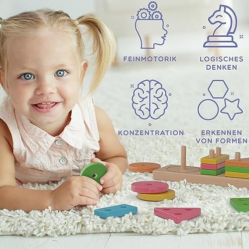 Produktbild Activity Board Erstes geometrisches Steckspiel ab 18 Monaten, 2 Jahren, Formen-Sortierspiel aus Holz, Spielzeug