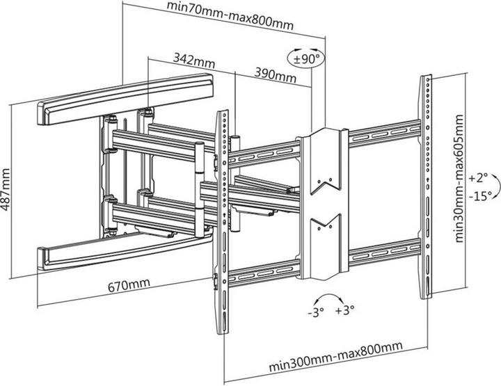 Actual product image myWall TV Wall Mount 106.7 cm (42) 254.0 (100) Tilt, Extend, Swivel (Wall, 42.01", 70 kg)