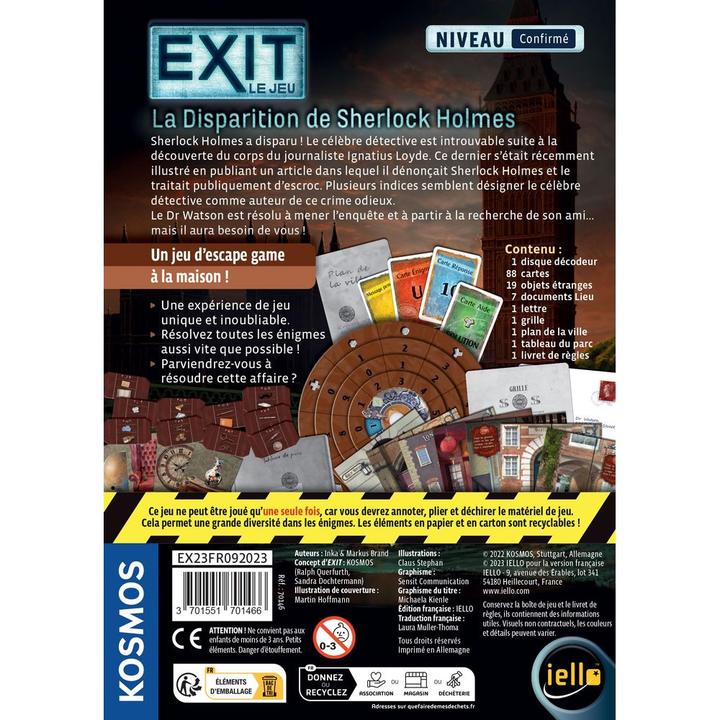 Immagine prodotto Iello EXIT Disparit.Sherlock Holmes 12+/1-4 (Francese, 1 - 4 Giocatori)