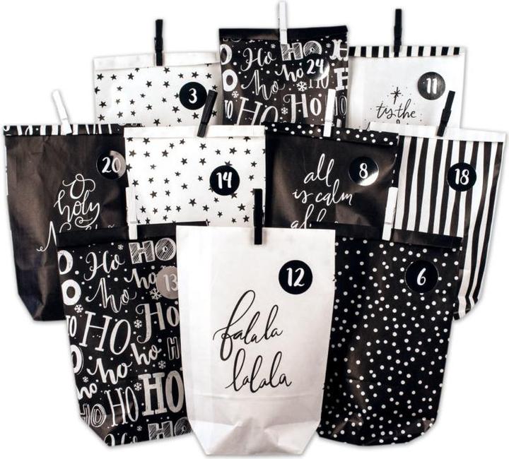 Papierdrachen Sacchetti Adv - sacchetti bianchi - con stampa nera - set 25