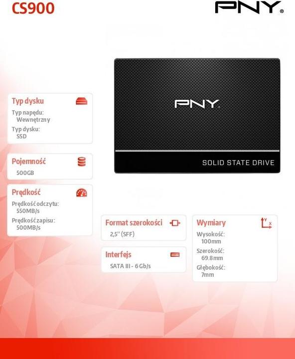 Actual product image PNY CS900 (500 GB, 2.5")