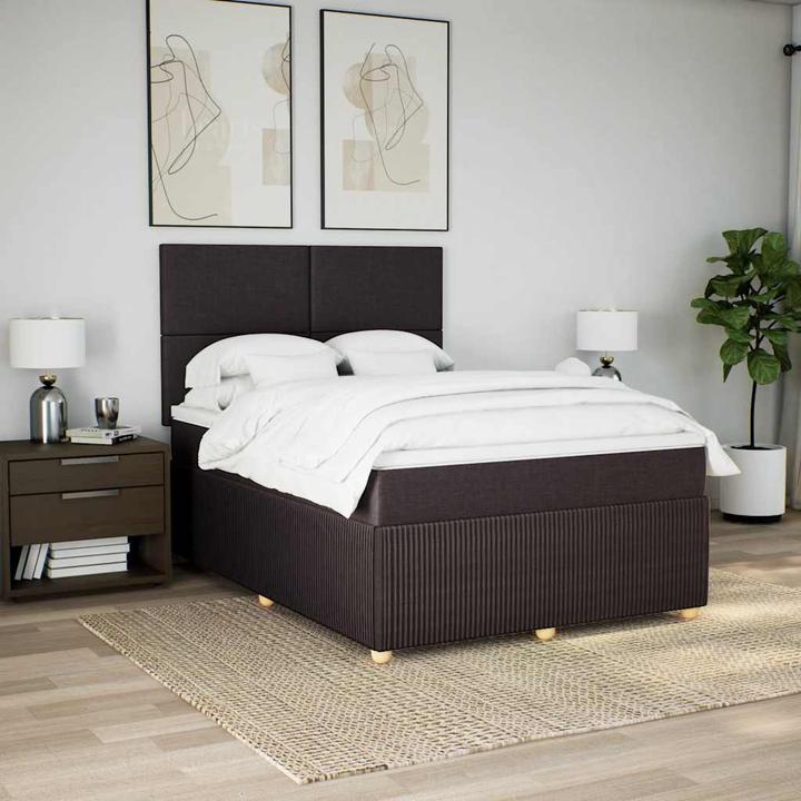 Produktbild VidaXL Boxspringbett Polsterbett Bett mit Matratze Dunkelbraun 80x200cm Stoff (80 x 200 cm)