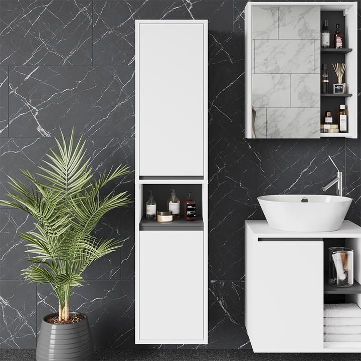 Produktbild Vicco Hochschrank Viola, Weiss/Grau, 38 x 170 cm mit 2 Türen