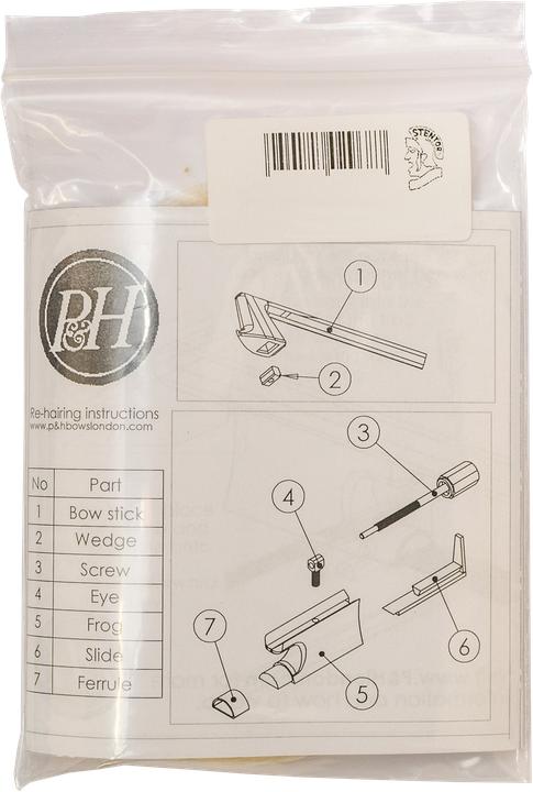 Actual product image P&H Bows Bow hair strands, for fibreglass violin bow real horsehair