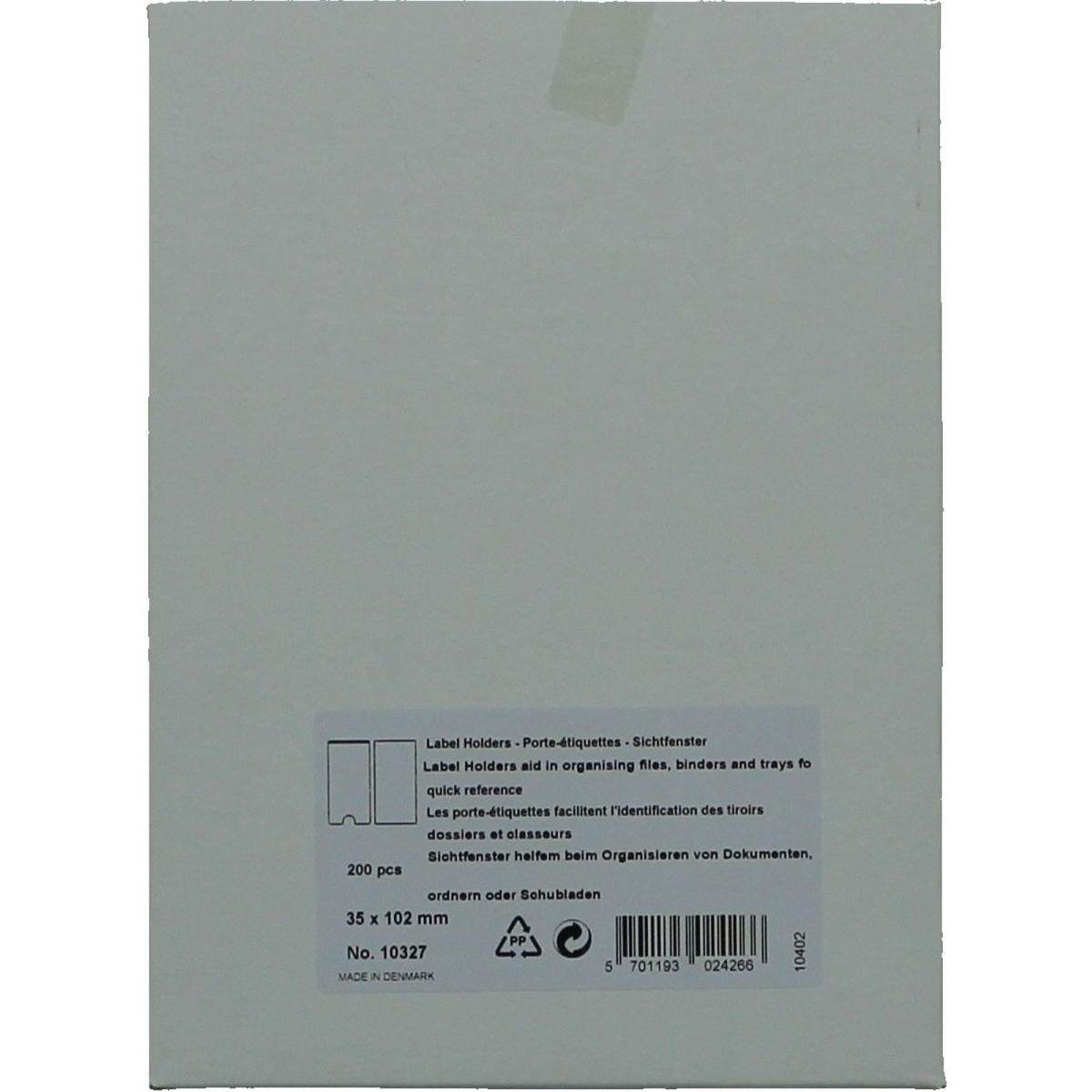 3L, Ordner Zubehör, Sichtfenster 35x102mm selbstklebend Kunststoff inkl. Etiketten VE=200 Stück