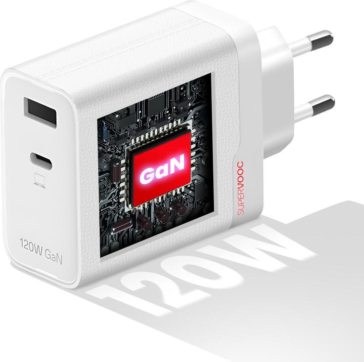 Actual product image OnePlus 120W Dual Ports SuperVooc Adapter + Cable (Type-C + Type-A) - White (120 W)