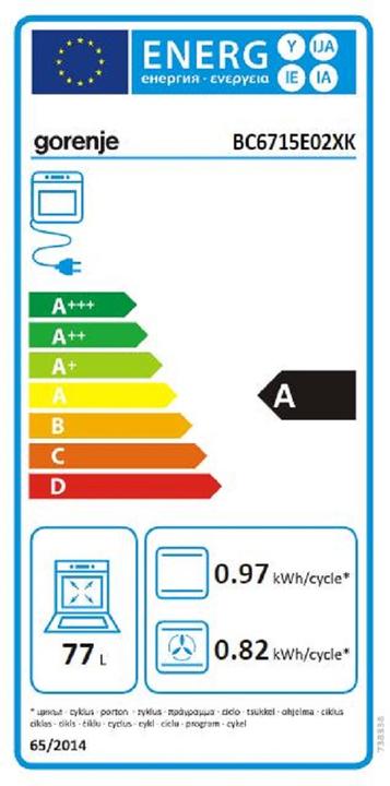 Energie-Label Gorenje BC 6715E02XK ohne Kochfeld
