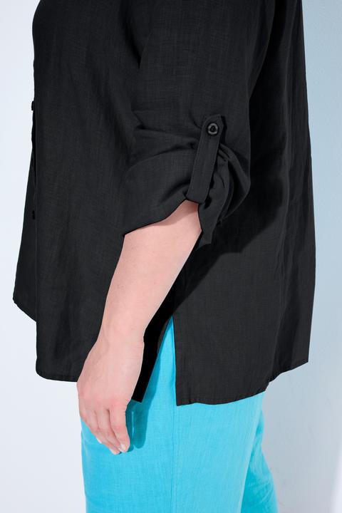 Produktbild Ulla Popken Bluse, Leinen, offener Kragen, Langarm (56)