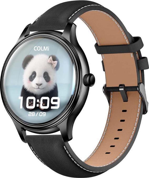 Actual product image Colmi Smart Watch L28 (black silicone + black leather strap)