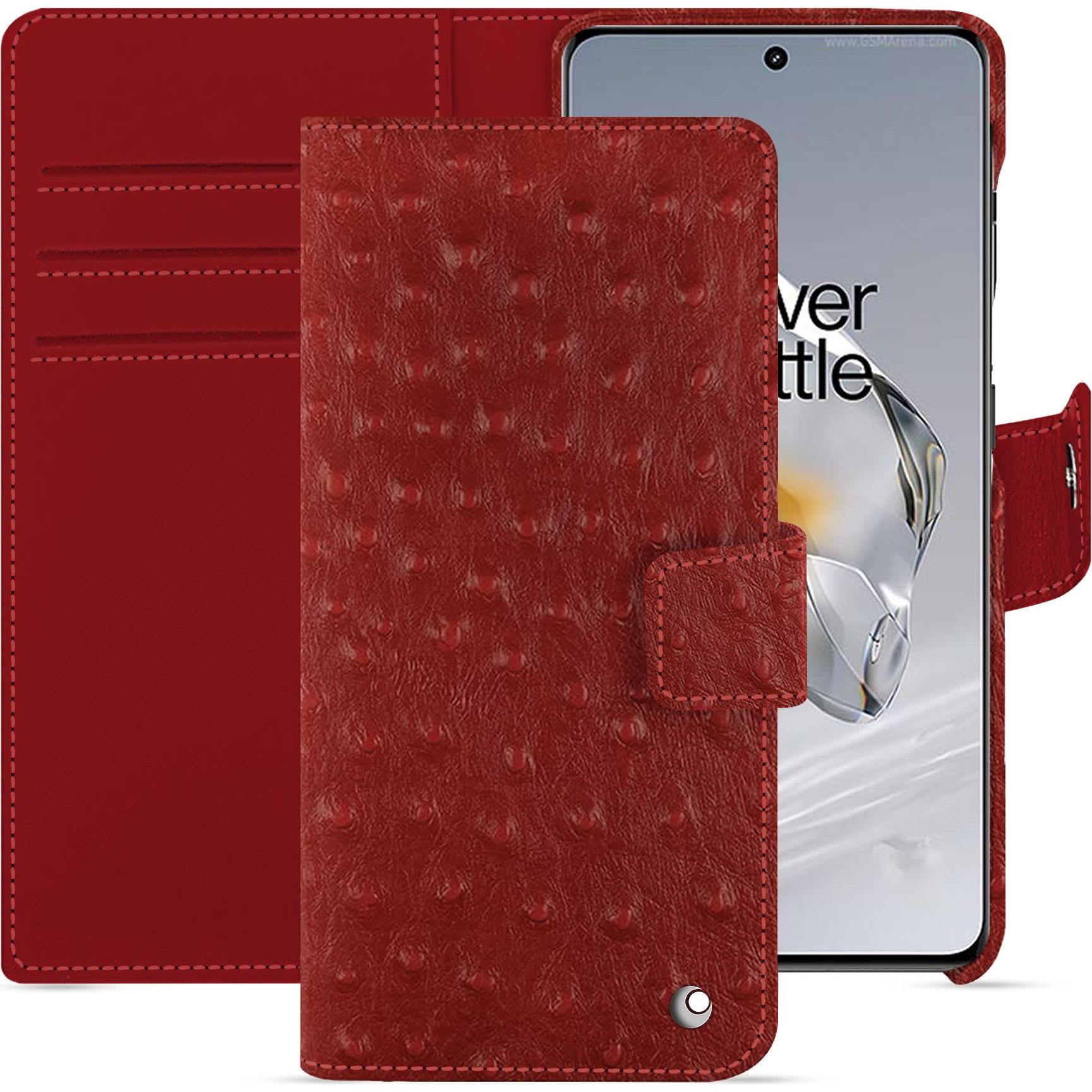 Noreve Lederschutzhülle Oneplus 12 (OnePlus 12), Smartphone Hülle, Rot