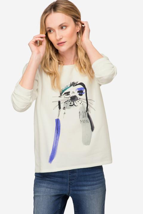 Produktbild Laurasøn Sweatshirt, oversized, Robben Print, Rundhals, Langarm (S)