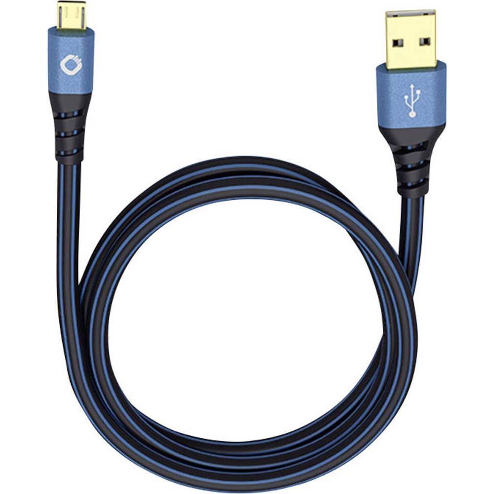 Oehlbach USB 2.0 Anschlusskabel (1x Stecker A 1x Micro B) 3.00 m vergoldete Steckkontakte Plus (3 m, USB 2.0), USB Kabel