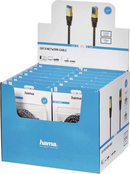 Produktbild Hama Netzwerkkabel, CAT-6, F/UTP geschirmt, vergoldet, Gewebe, 3,00 m, 14 Stück (F/UTP, CAT6, 3 m)