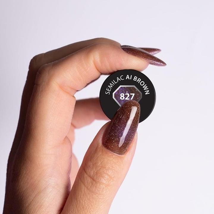 Actual product image Semilac UV Nail Polish 827 AI Brown 7ml (827 AI Brown, Gel-Effect Nail Polish)