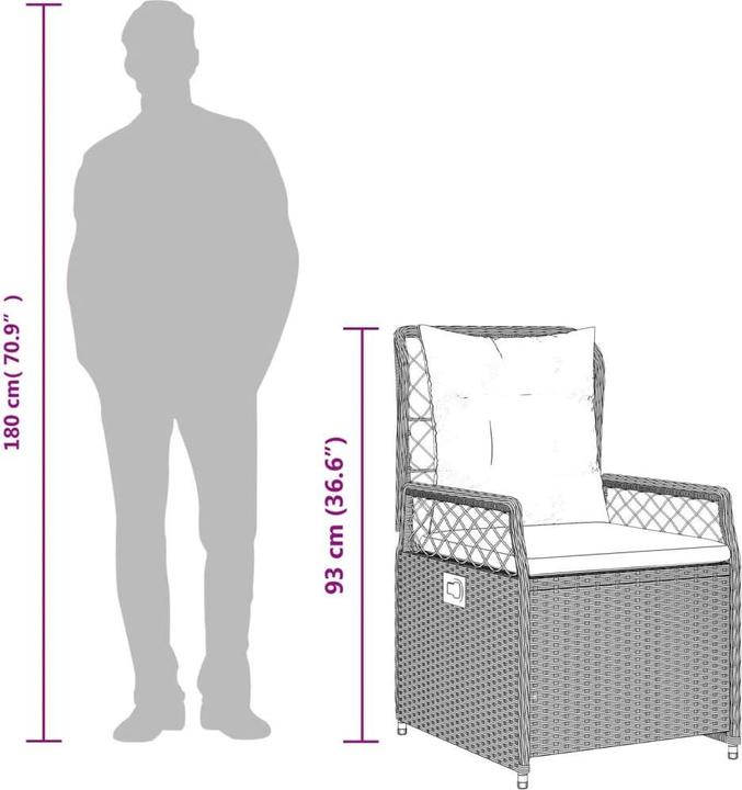 Image du produit vidaXL Meuble de jardin Ensemble de jardin 7pcs gris clair Poly rotin (160 cm)