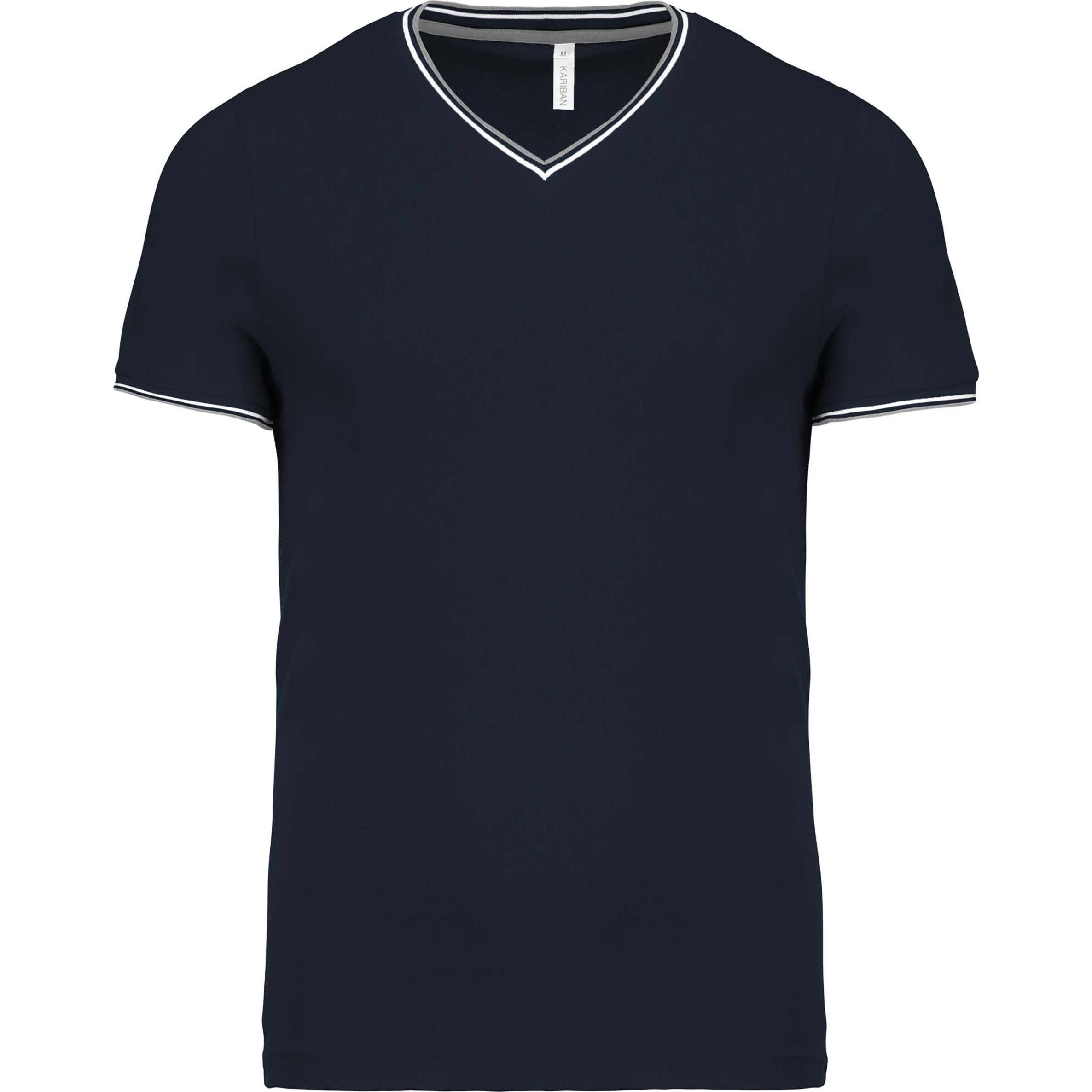 Kariban, Herren, Shirt, Maille Piquée Col V, Blau, (3XL)