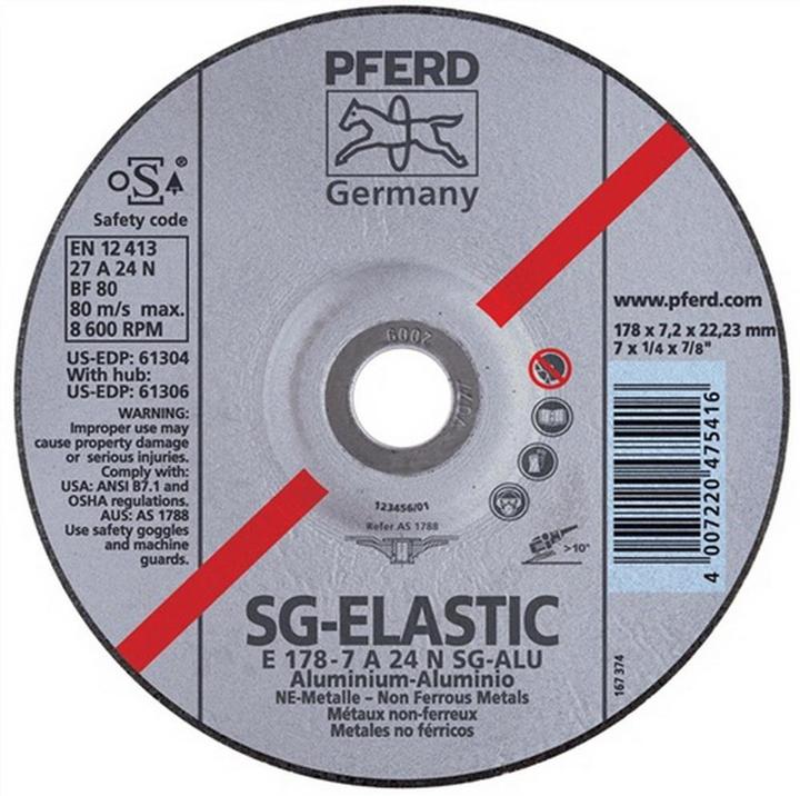 Actual product image Pferd SG ALU rough grinding wheel D180xS7.2mm cranked aluminium bore 22.23 mm (Corundum)