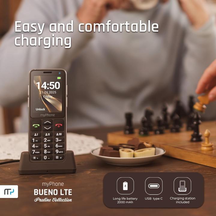 Productafbeelding Myphone Bueno LTE Praline Collection 4G 2000 mAh IPS 28 toetstelefoon 240x320px SOSknop dockstation (2.80")