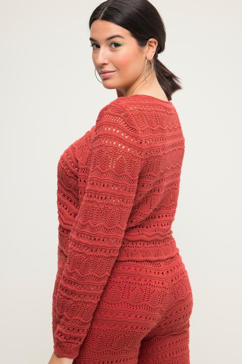 Immagine prodotto Studio Untold Maglione a punto ajour con taglio ampio, fascia arricciata, orlo a onde e maniche lunghe (50, 52)