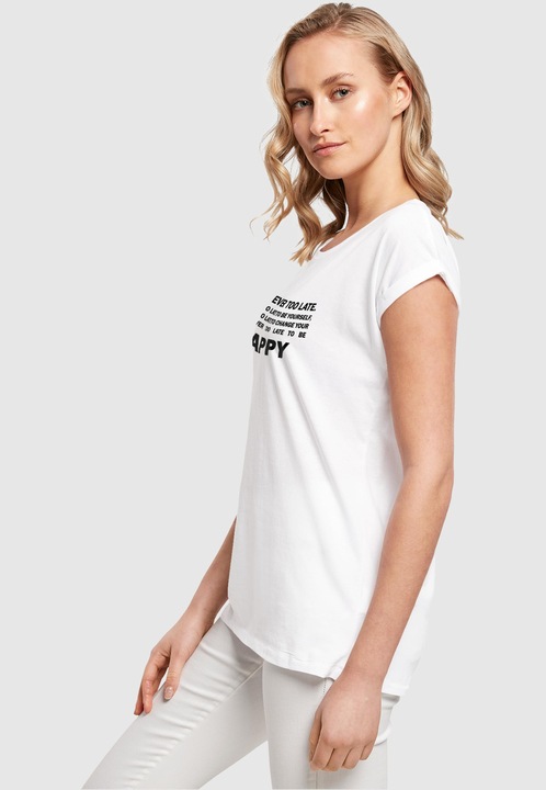 Actual product image Merchcode Ladies Never Too Late Extended Shoulder Tee - 111665 (XS)