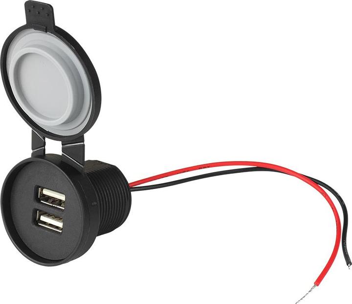 Produktbild Lasmex Wasserdichtes Auto/Motorrad/Boot-Ladegerät, Ausgang:2xUSB-A 2x5V/2,4A Eingang:12V/24V IP67