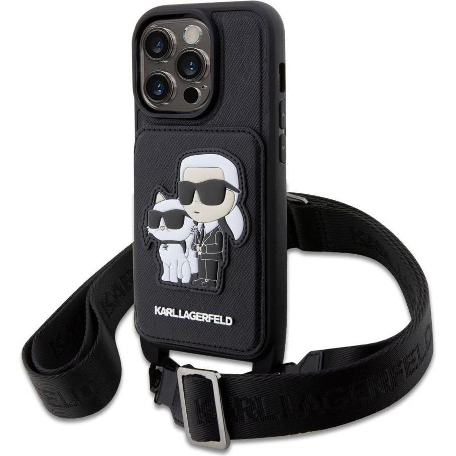 Karl Lagerfeld KLHCP14XCSAKCPMK iPhone 14 Pro Max 6.7" hardcase czarny/black Crossbody Saffiano Karl (Apple iPhone 14 Pr...