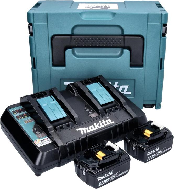 Actual product image Makita Power Source Kit Li 18V with 2x BL1860B battery 6.0Ah + DC18RD dual charger ( 199484-8 ) + Mak (18 V)