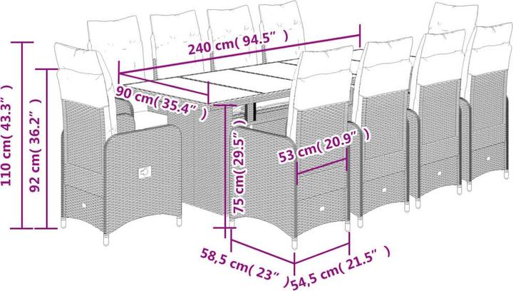 Produktbild vidaXL Bistro Set (240 x 90 x 75 cm)